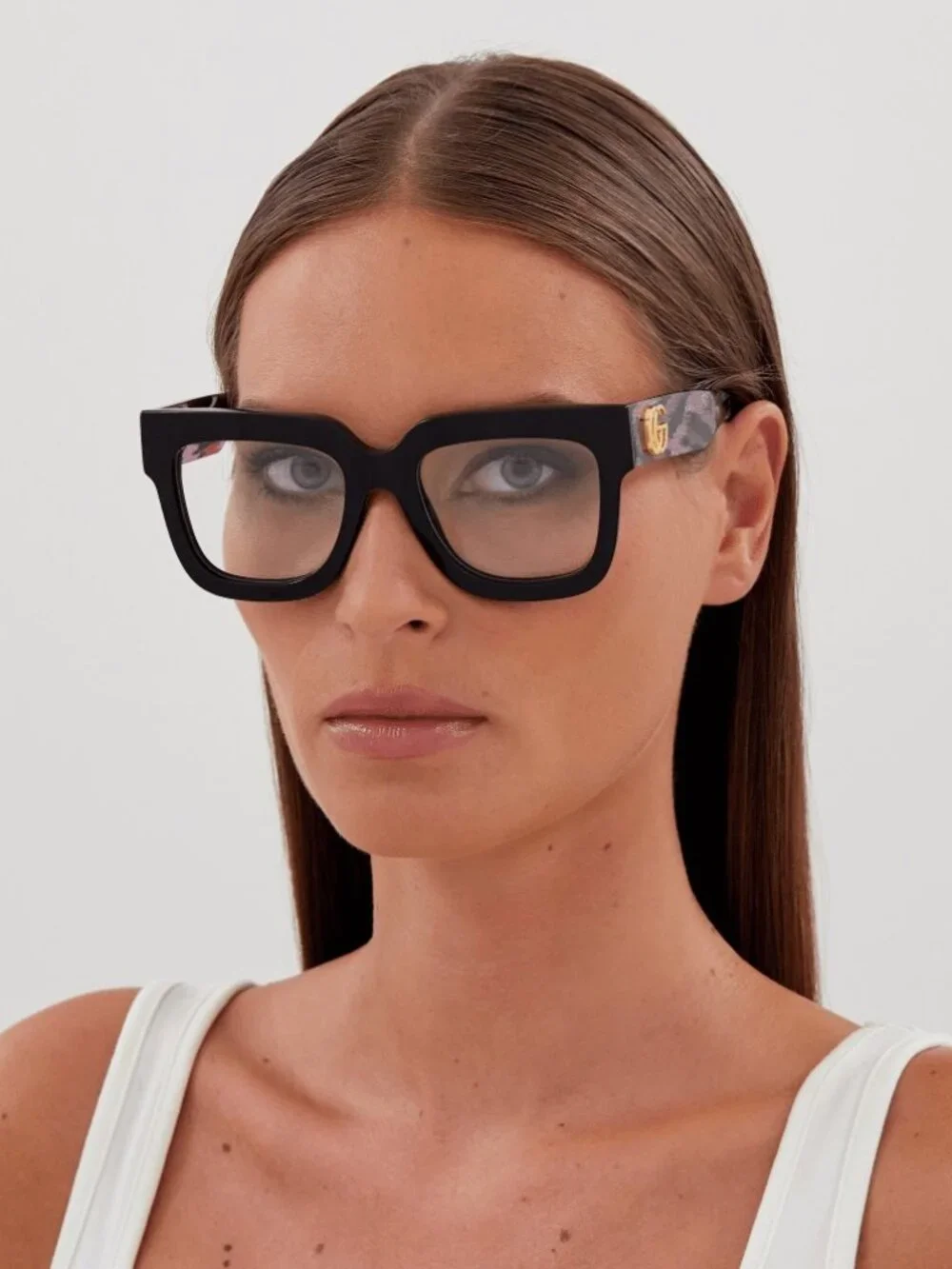 Gucci Women Eyeglasses Black Pink Demo Square GG1549O 003 NEW AUTHENTIC